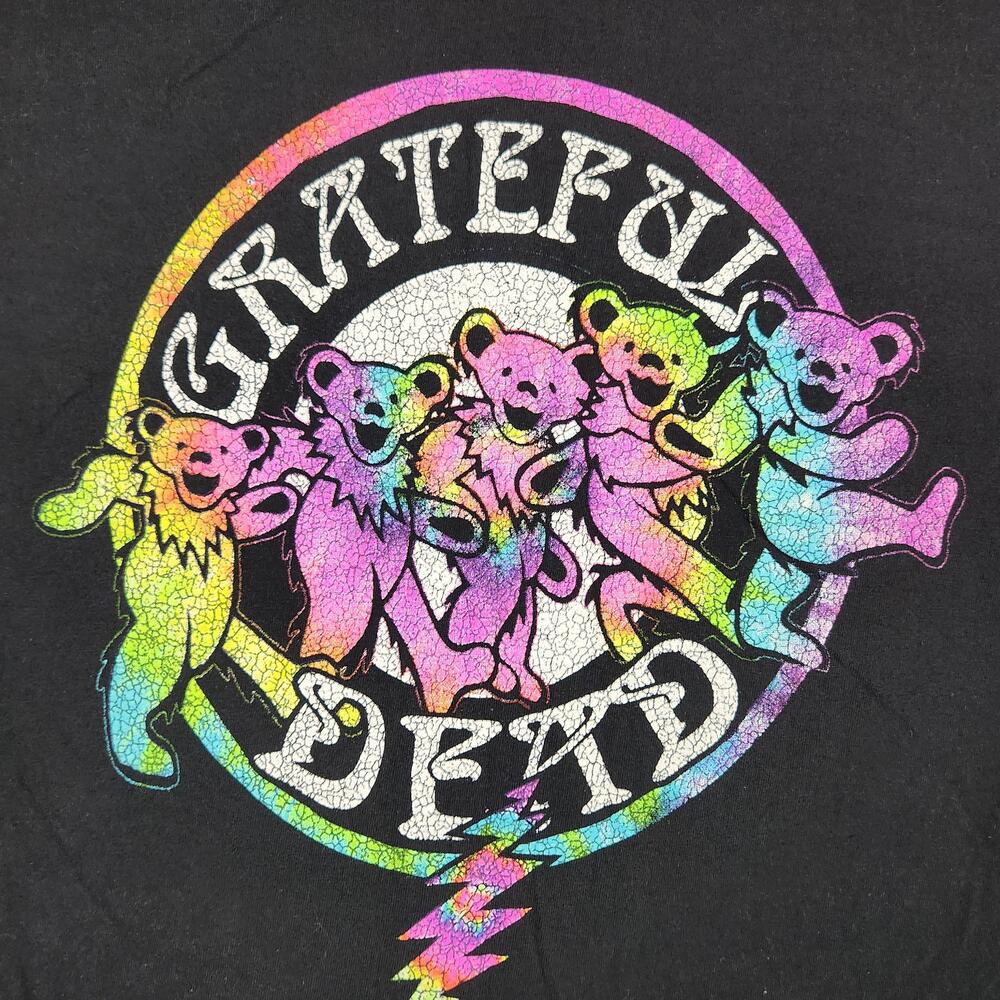 Grateful Dead Shirt Mens Medium Black Dancing Bears Rainbow Graphic Band Hippie